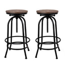2 x Adjustable Wooden Bar Stools – Natural Finish