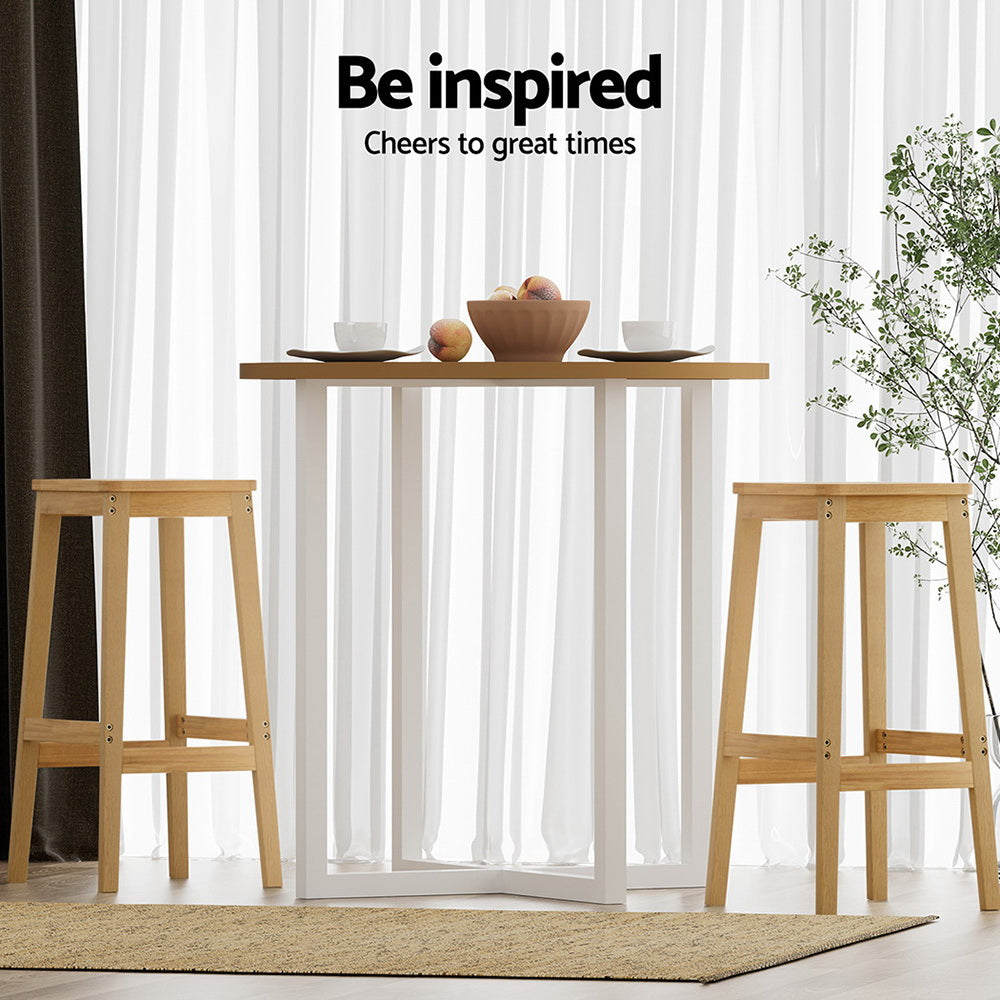 Nova Rubber Wood Bar Stools with Rattan – Natural – Set of 2