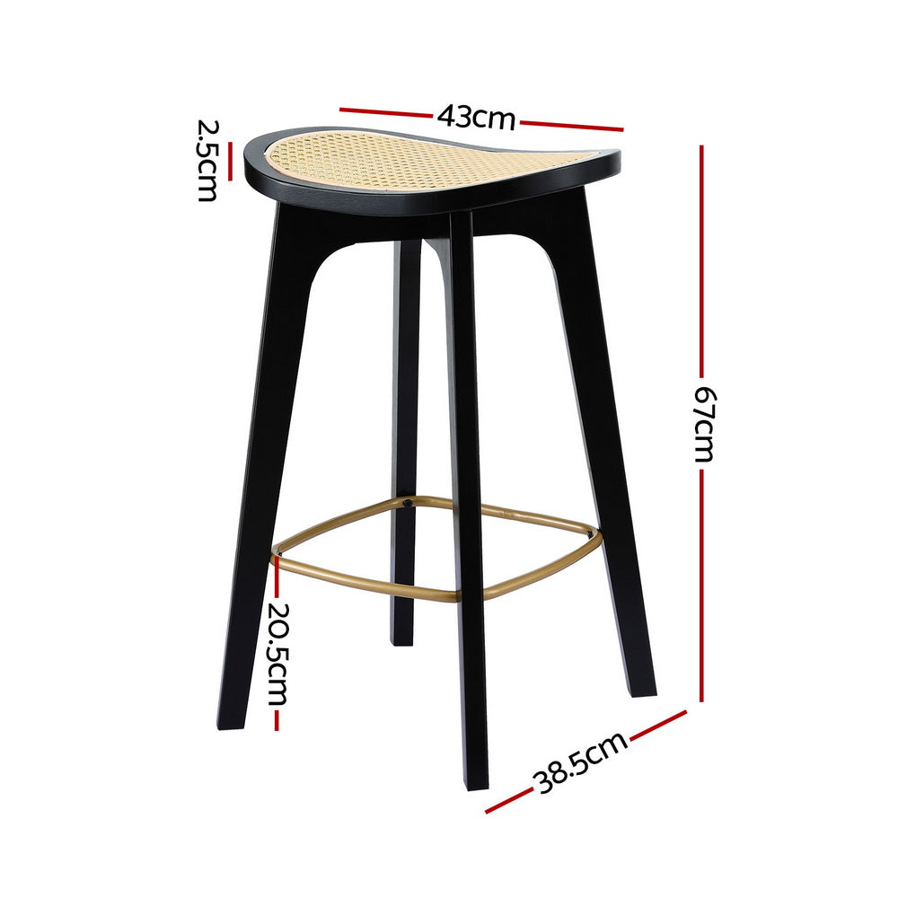 Arlo Rattan Bar Stools – Black – Set of 4