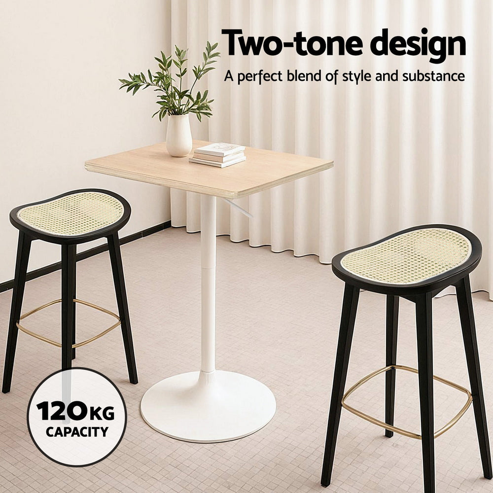 Arlo Rattan Bar Stools – Black – Set of 4
