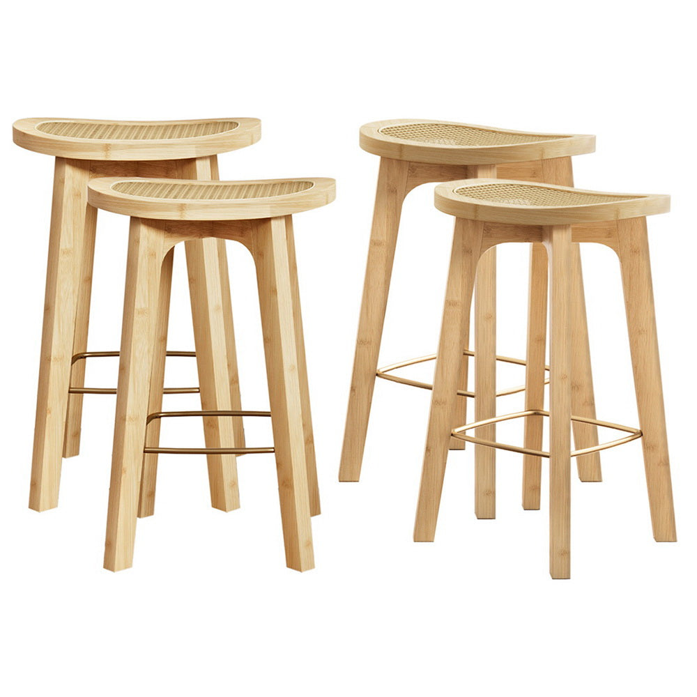 Linden 4x Bar Stools Bamboo Rattan Stool Counter Chair Kitchen Barstools