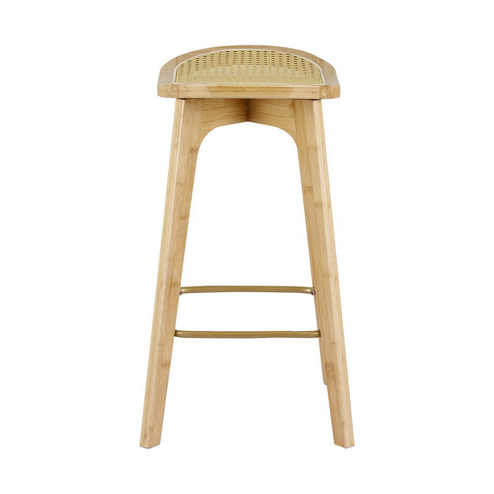 Linden Bamboo Rattan Bar Stools – Natural – Set of 4