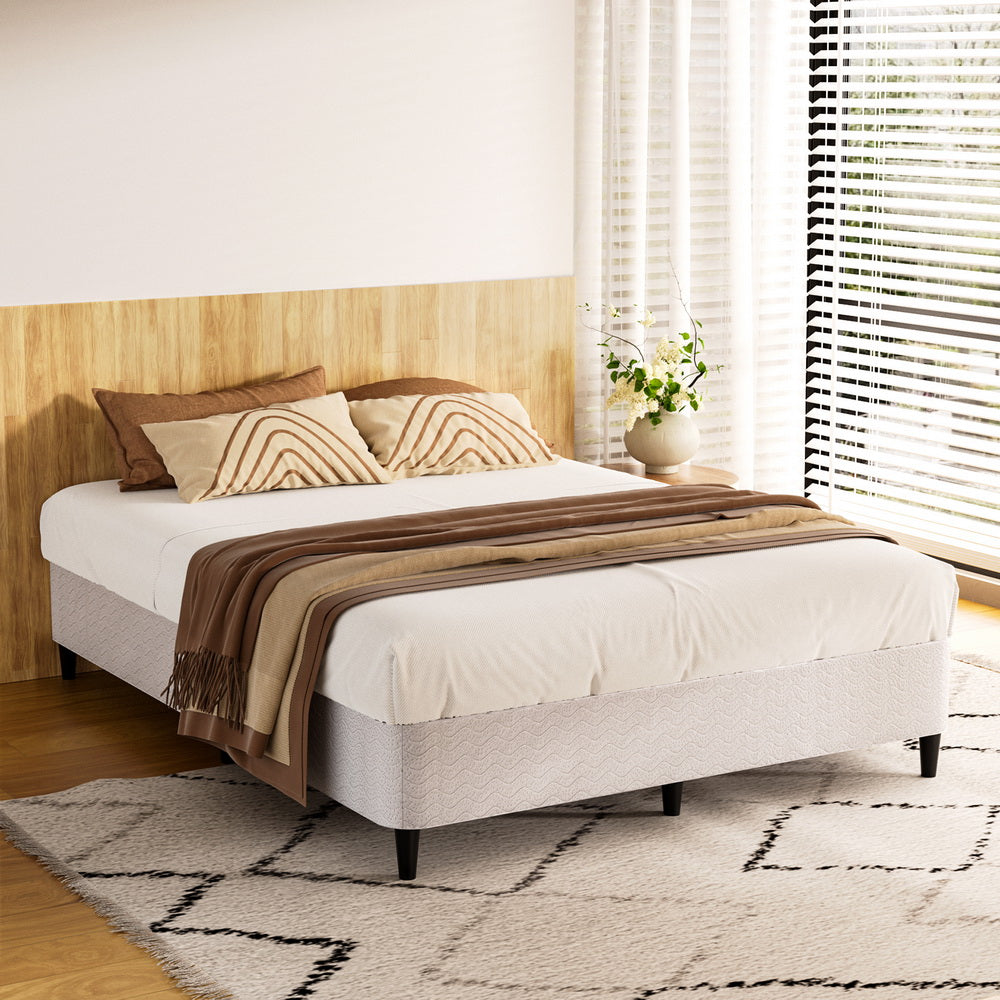 Elora Upholstered Metal Bed Frame – Grey – Double