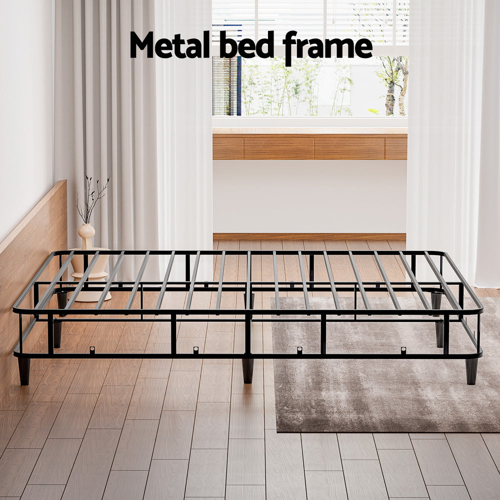 Elora Upholstered Metal Bed Frame – Grey – King