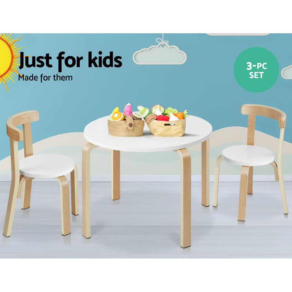 Kieran Kids Table and Chairs Set – White – 3 Piece