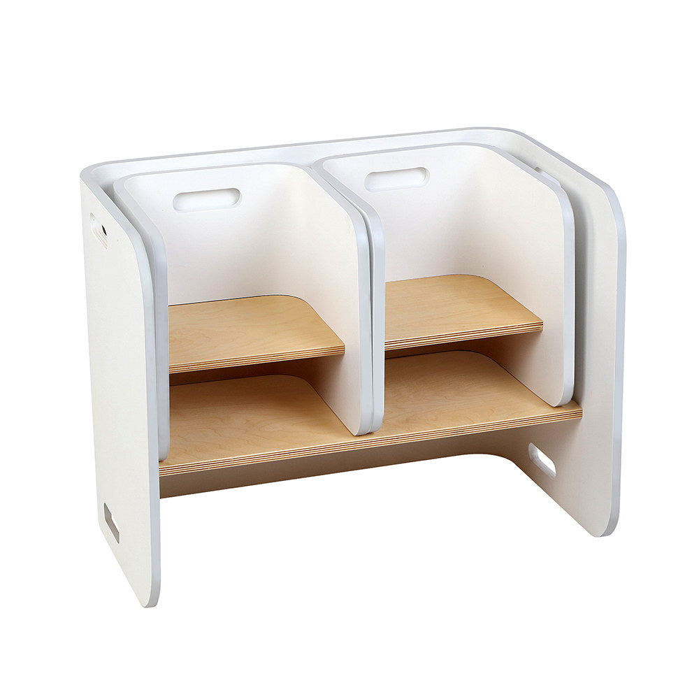 Marlo Kids Table and Chairs Set – White – Storage Desk – 3 Piece