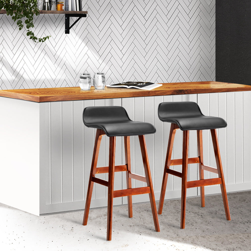 Sliva Wave Style Bar Stools – Black – Set of 2
