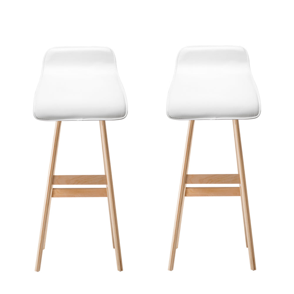 Bentley Wooden Bar Stools – White – Set of 2