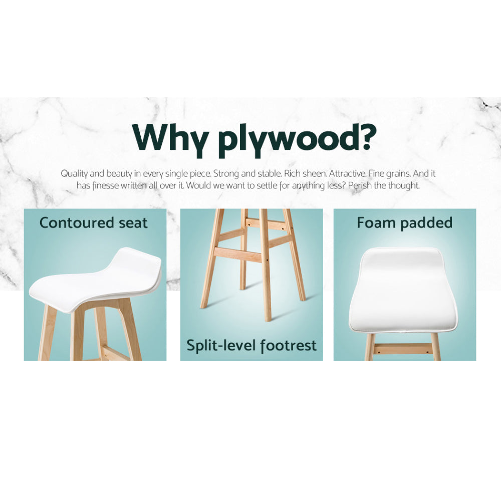 Silva Wooden Bar Stools – White – Set of 4