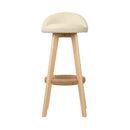 Set of 2 - Leather Backrest Bar Stools - Beige