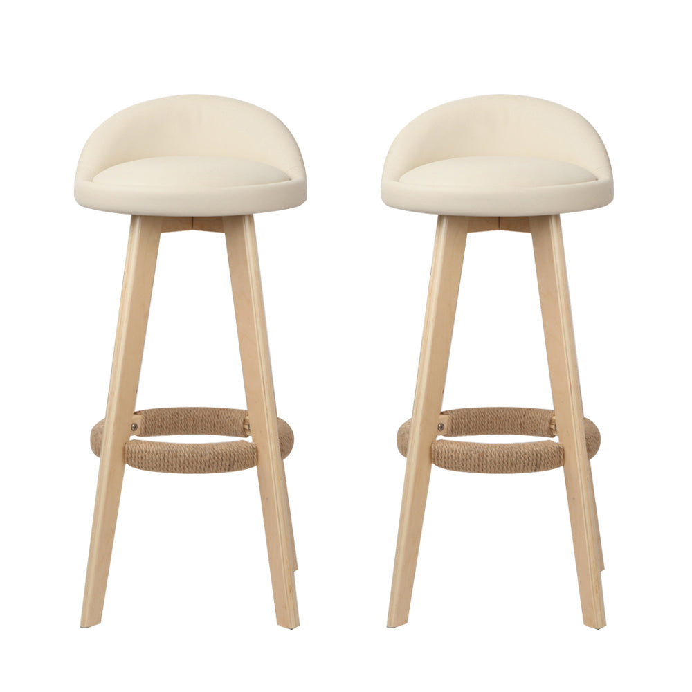 Linden Padded Bar Stools – Beige – Set of 2