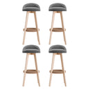 4 x Linen Padded Bar Stools – Wooden Frame, Grey
