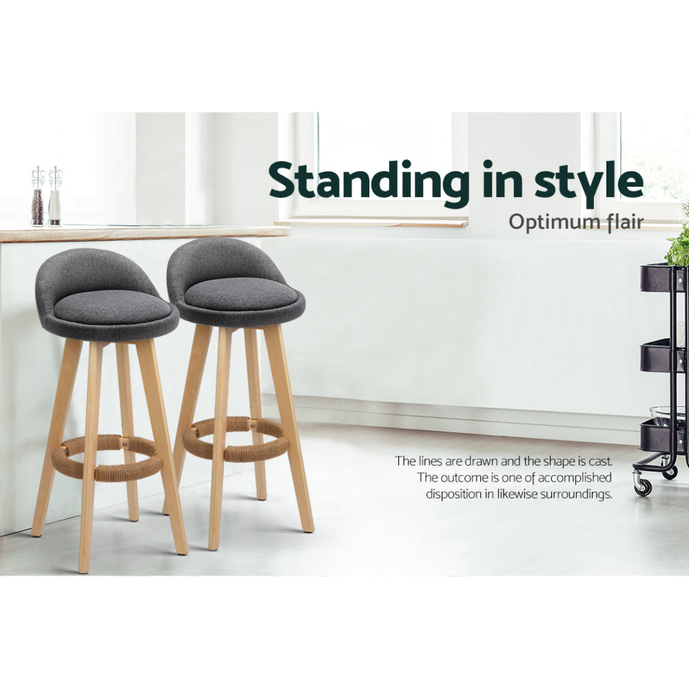 Henrik Linen Padded Bar Stools – Grey – Set of 4