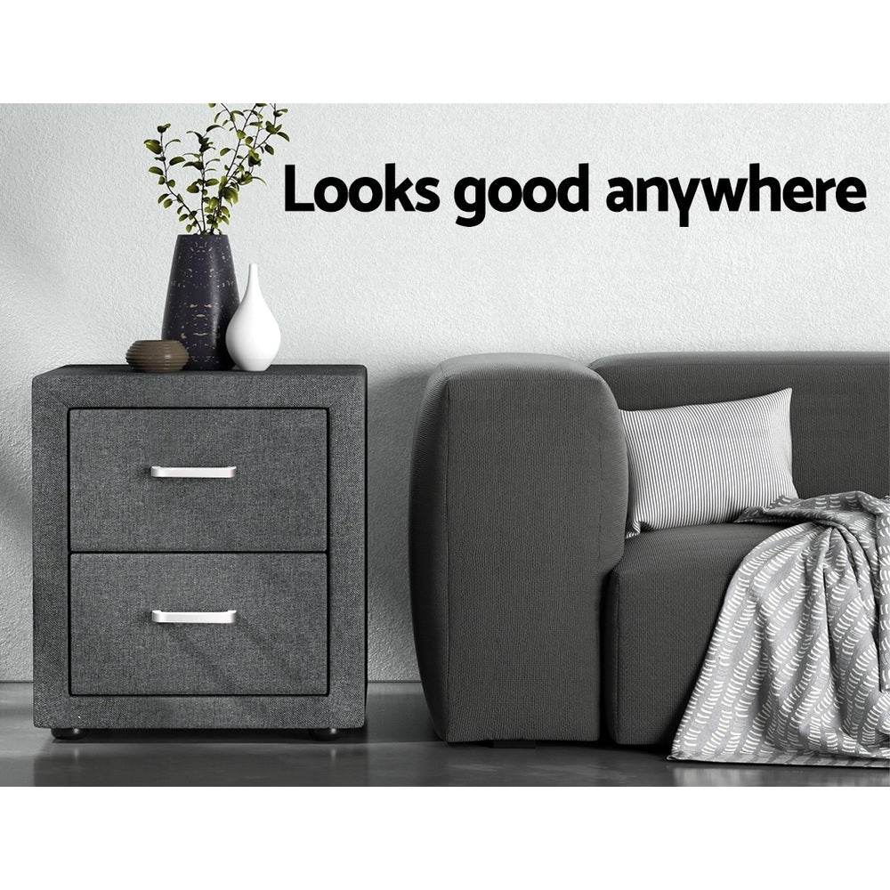 Caden Bedside Tables – Grey – Set of 2