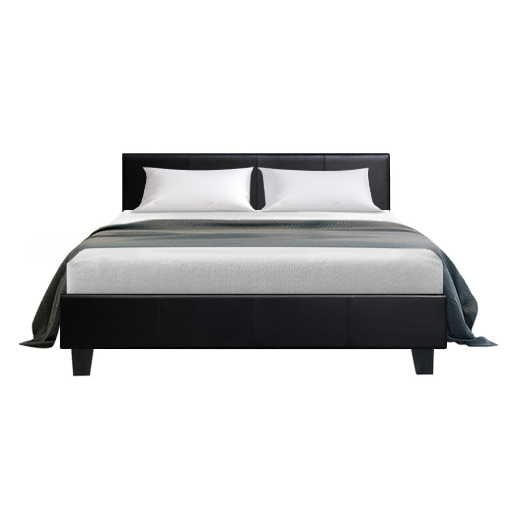 Alderon Leather Bed Frame – Black – Double