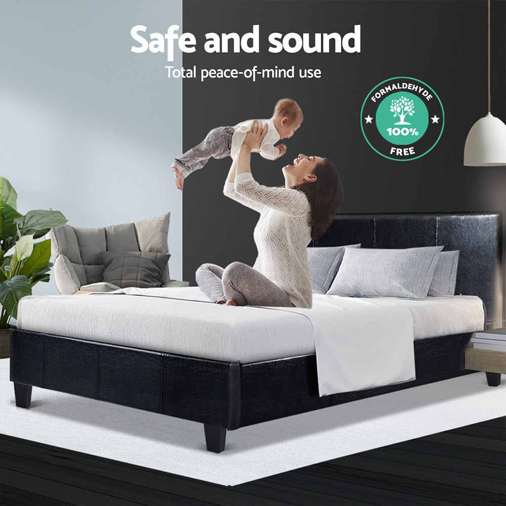 Alderon Leather Bed Frame – Black – Double