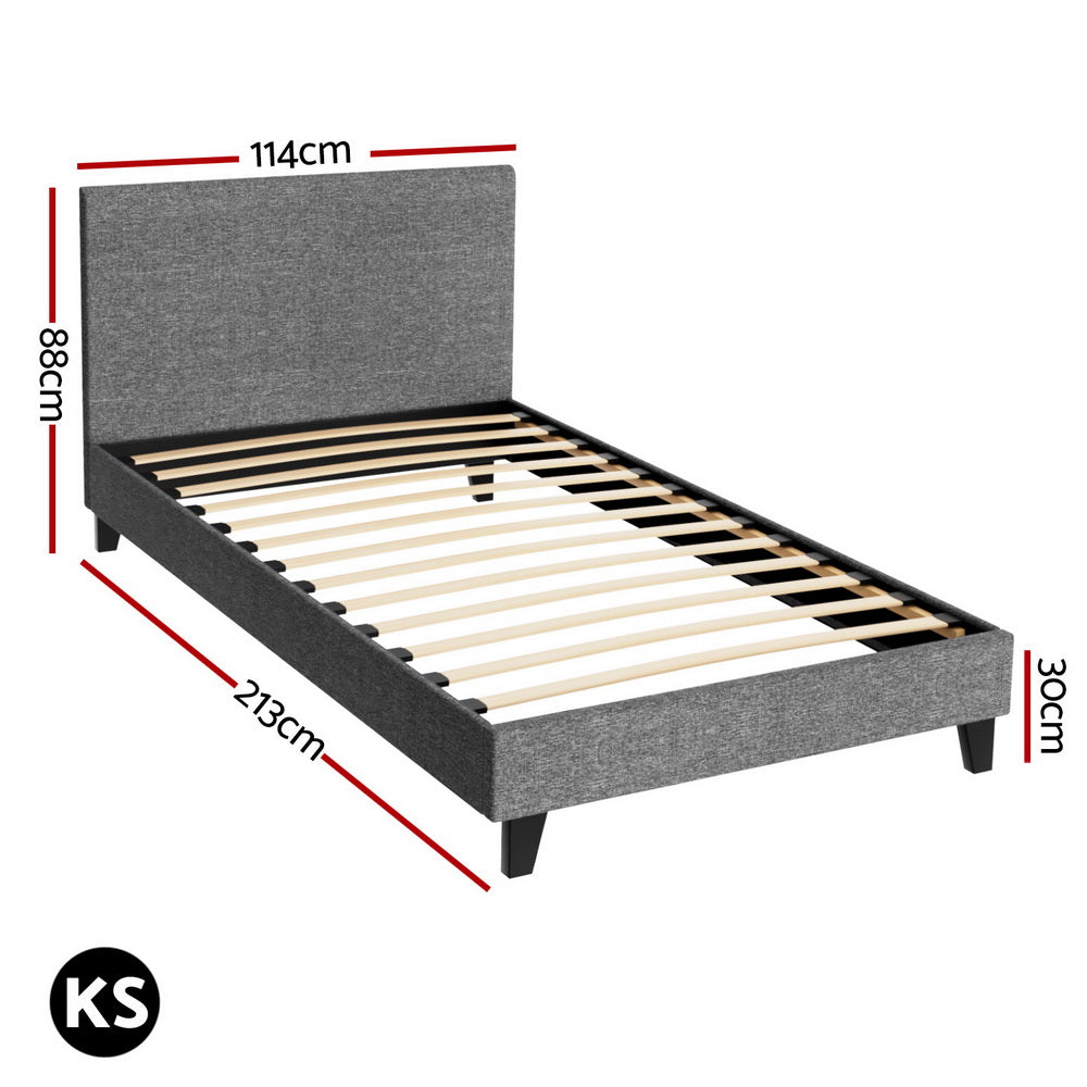 Serano Linen Bed Frame – Grey – King Single