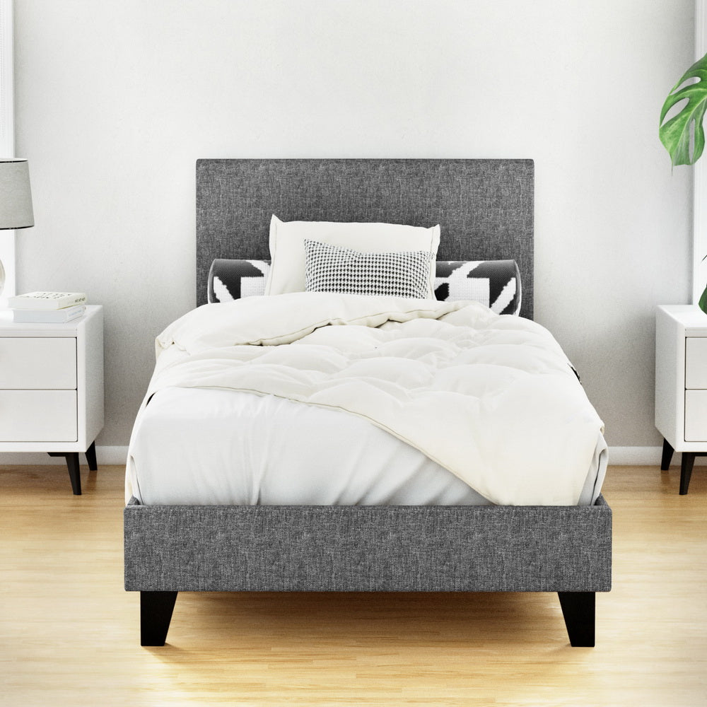 Corvina Linen Upholstered Bed Frame – Grey – Single