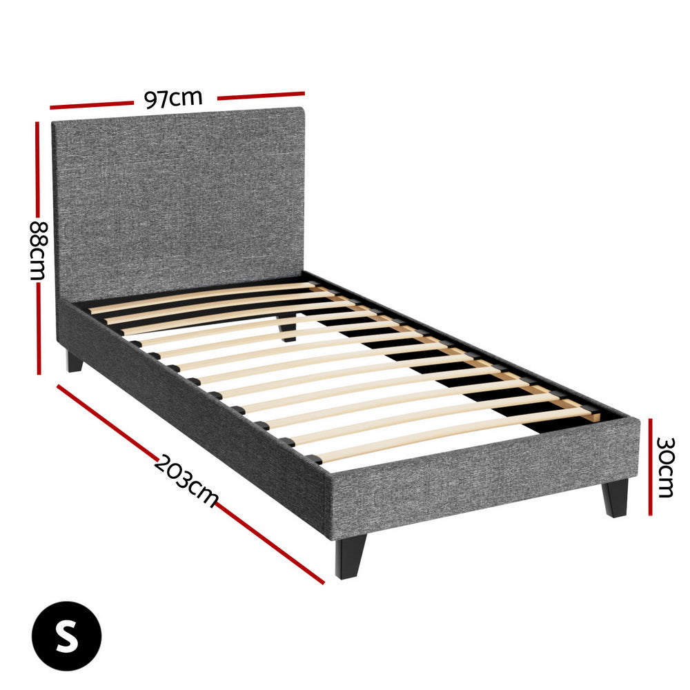 Corvina Linen Upholstered Bed Frame – Grey – Single