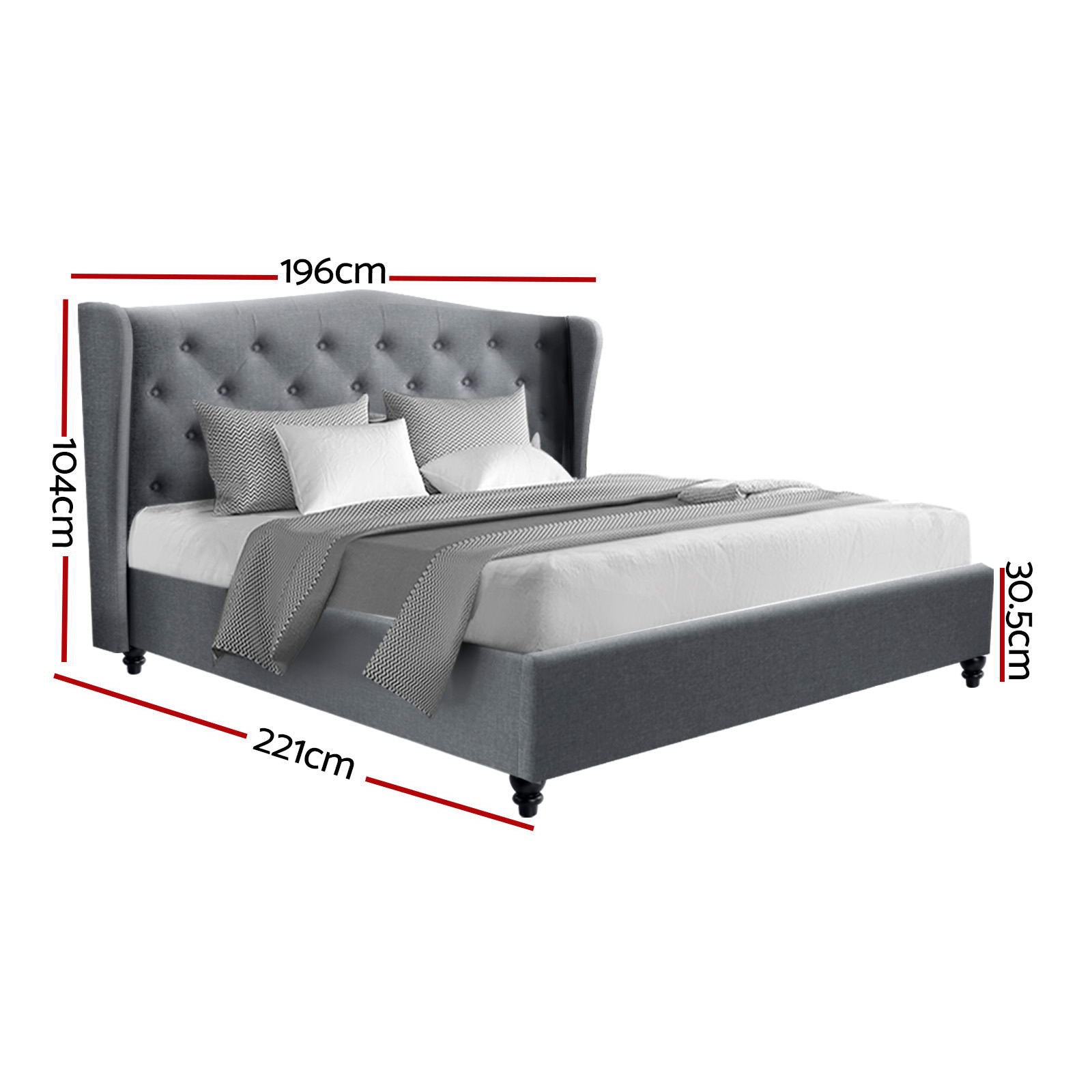 Camille Tufted Linen Bed Frame – Grey – King