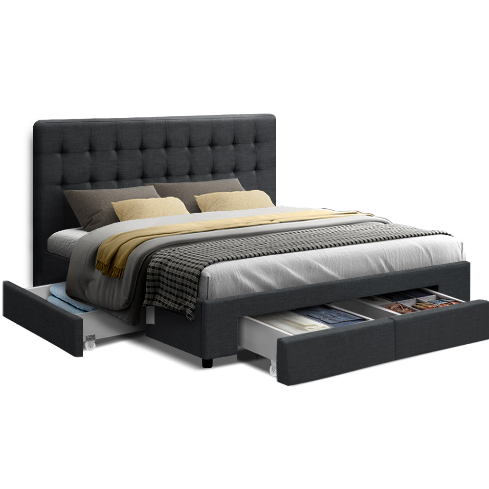 Halston Linen Storage Bed Frame – Charcoal – Double