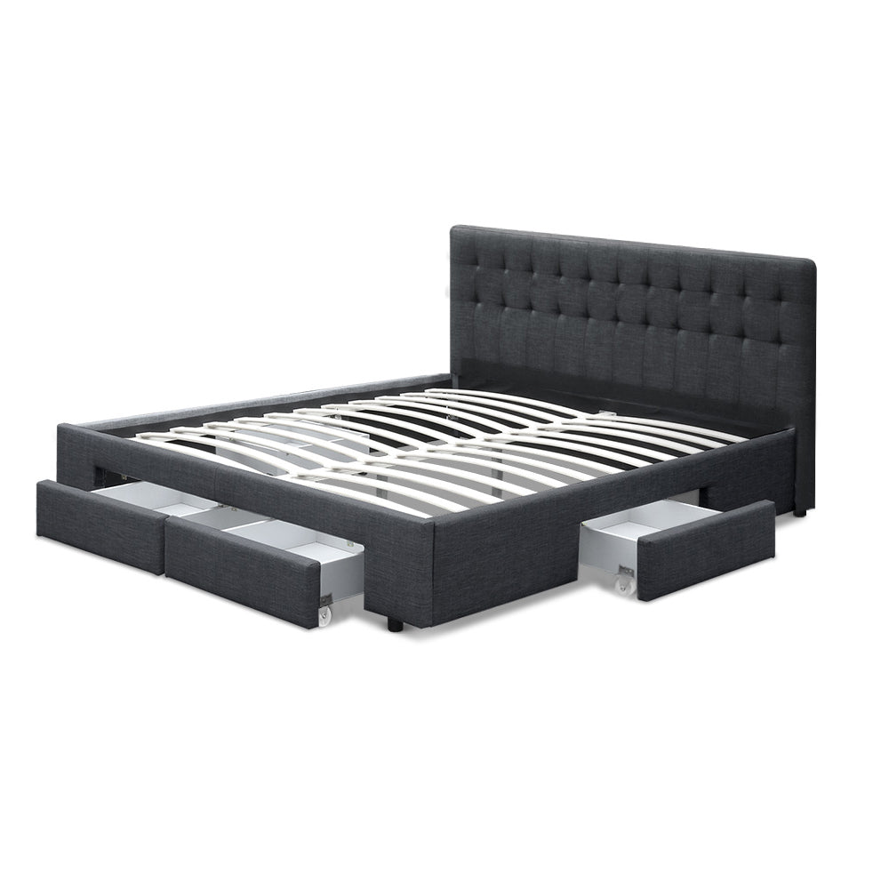 Avio Storage Bed Frame with 4 Drawers – Charcoal – King
