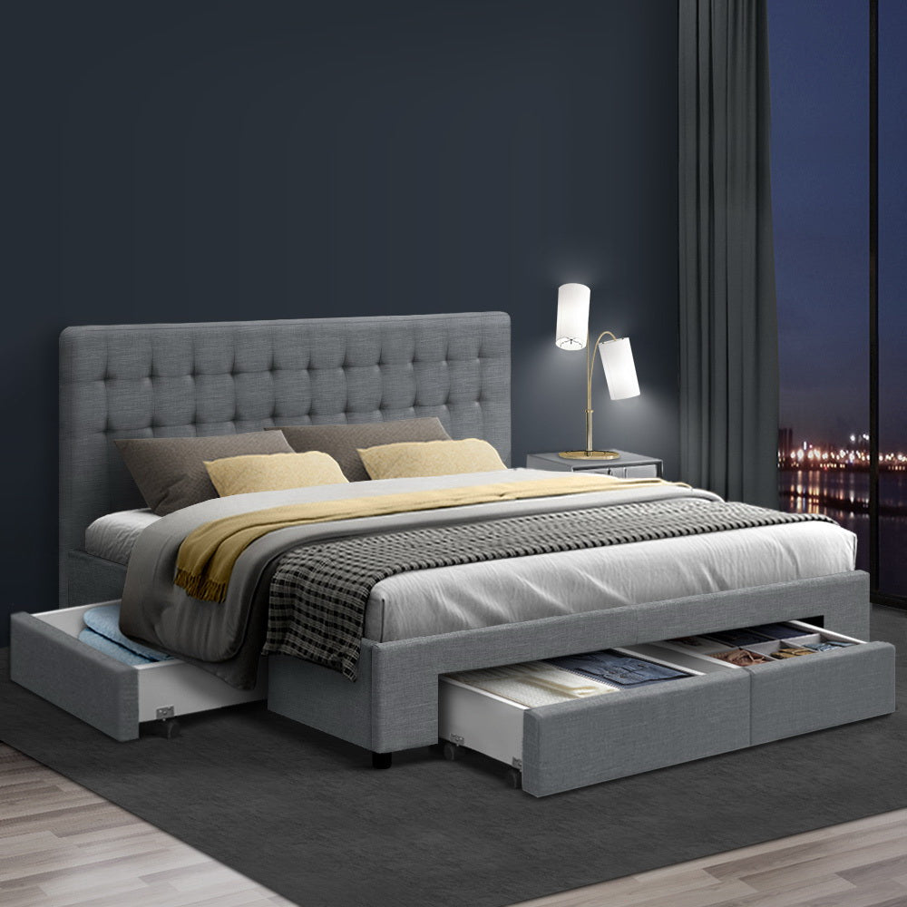 Halston Linen Storage Bed Frame – Grey – King