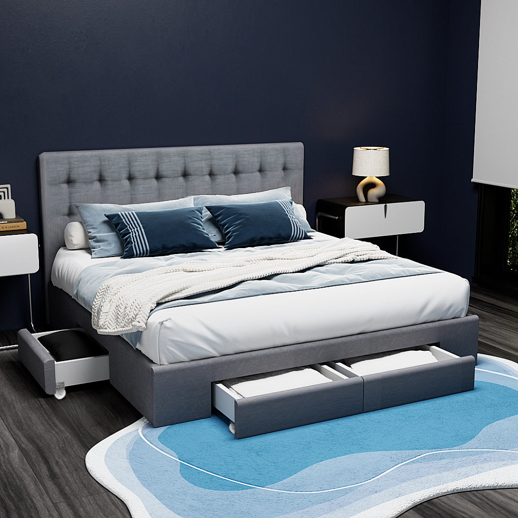 Halston Linen Storage Bed Frame – Grey – King