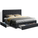 QUEEN Size - Bed Frame with 4 Drawers - Charcoal