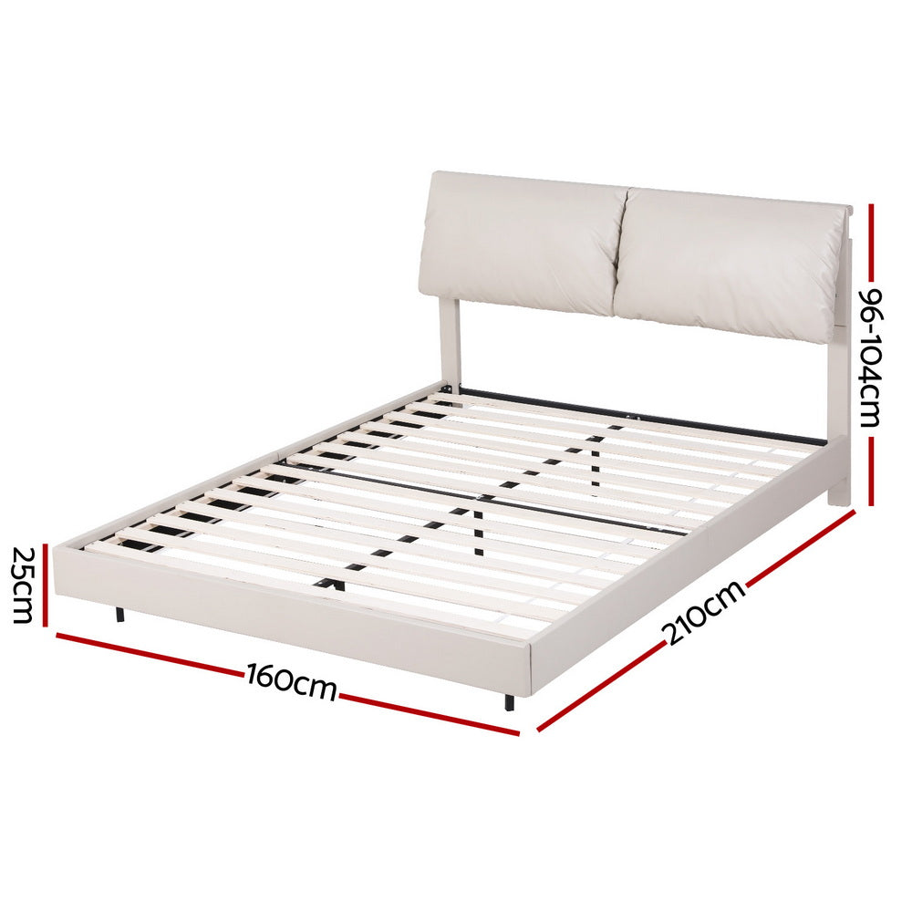 Kenzie Upholstered Bed Head – White – Queen