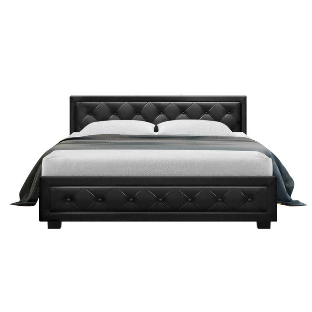 Kairo Leather Gas Lift Bed Frame – Black – Queen