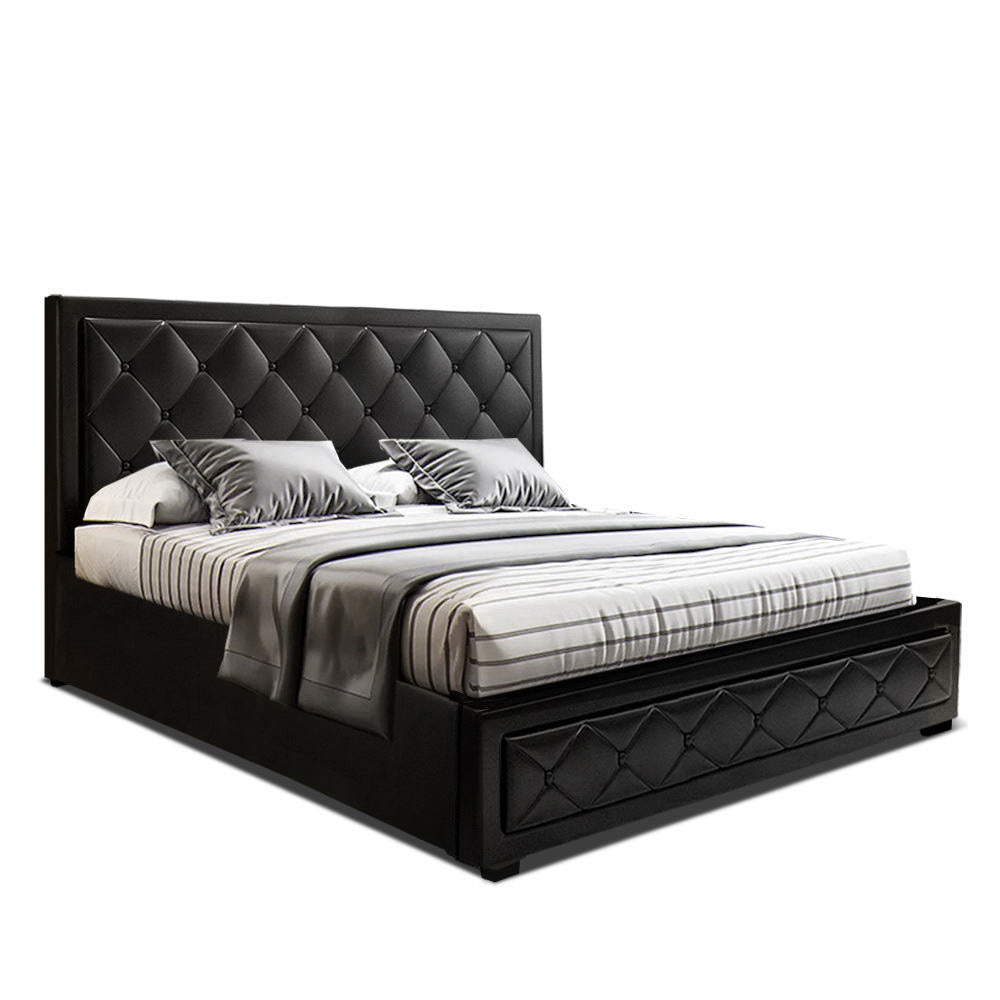 Ardmore Gas Lift Leather Bed Frame – Black – King