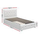 KING SINGLE Size - Leather Gas Lift Bed Frame - White