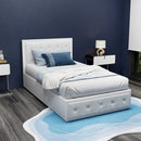 KING SINGLE Size - Leather Gas Lift Bed Frame - White