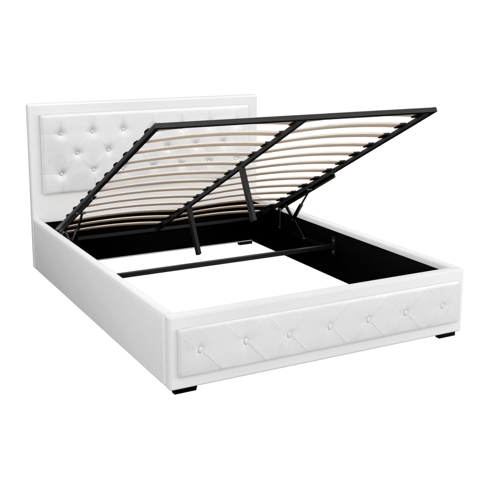 Valentina Gas Lift Bed Frame – White – Queen