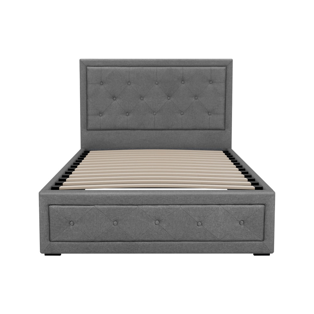 Nara Linen Gas Lift Bed Frame – Grey – King Single