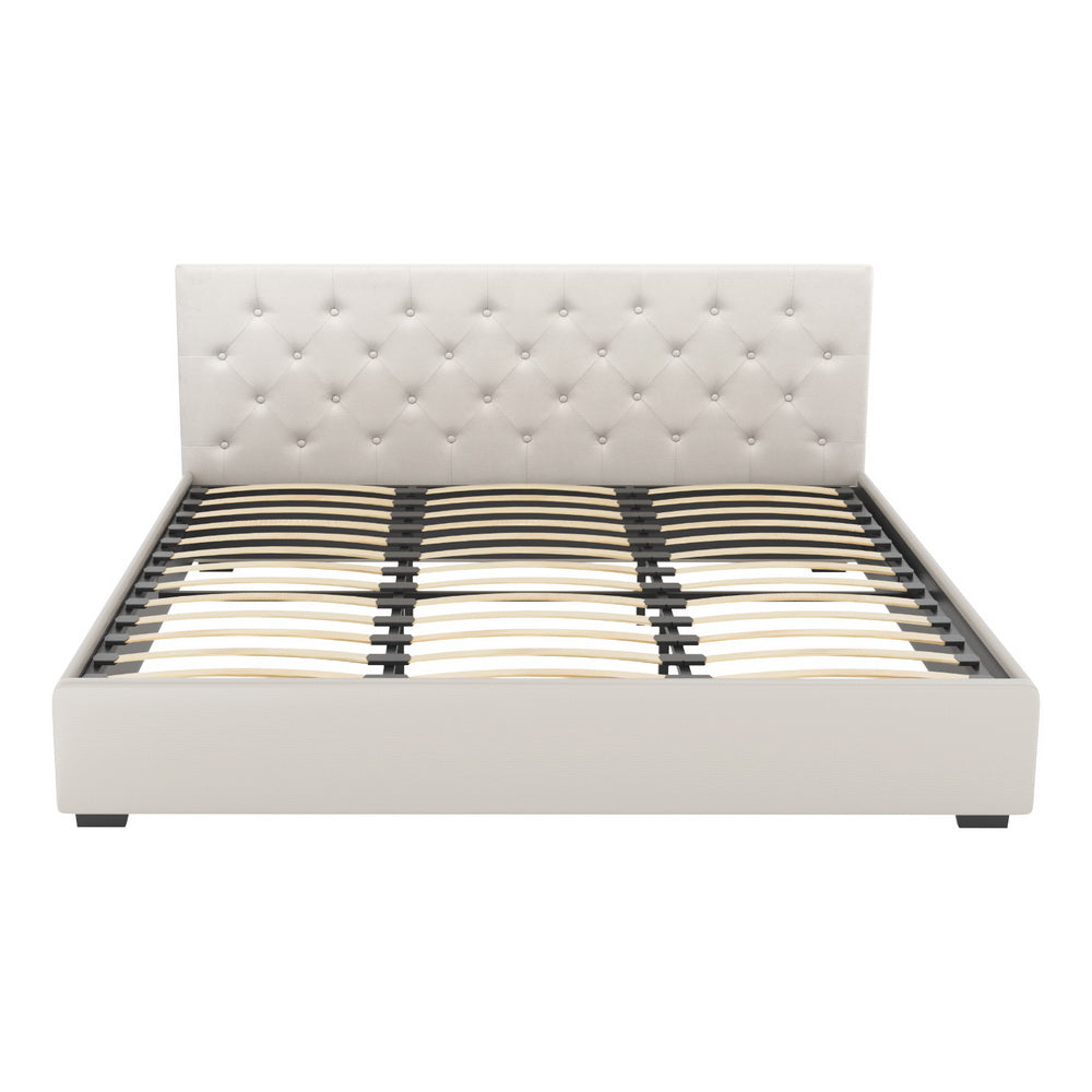 Valdez Gas Lift Bed Frame – Beige – King