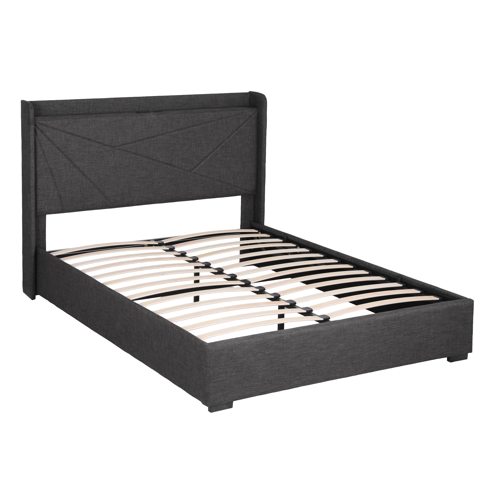 Rowan Gas Lift Storage Bed Frame – Charcoal Grey – Queen