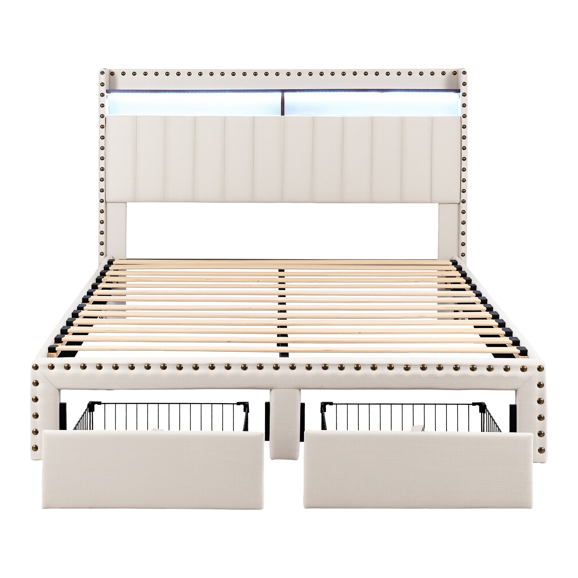 Linden Gas Lift Storage Bed Frame – Beige – Queen