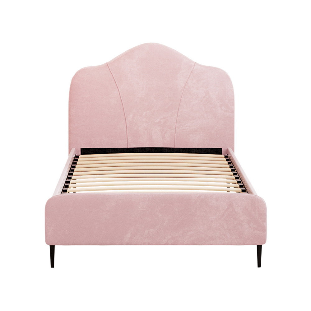 Orion Velvet Bed Frame – Pink – King Single