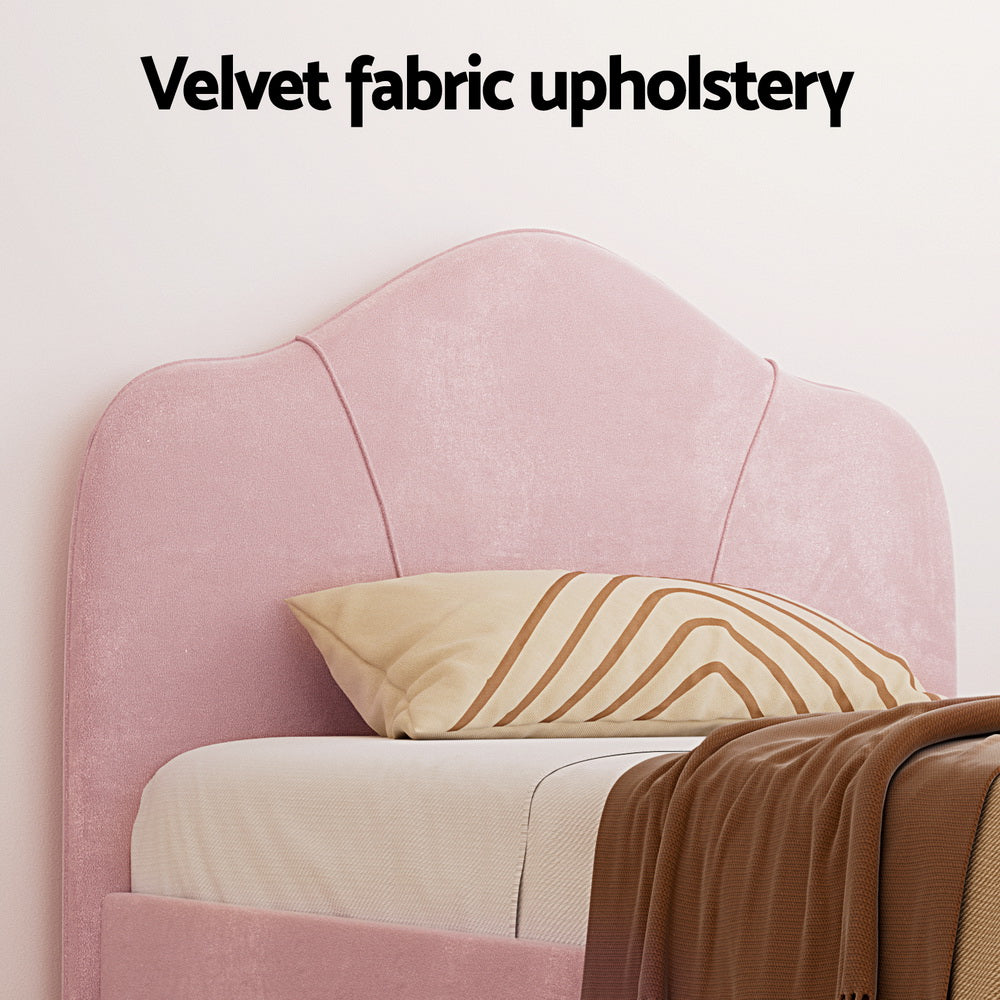 Orion Velvet Bed Frame – Pink – King Single