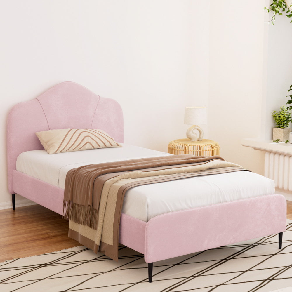 Bed Frame Velvet Pink OLAN – King Single