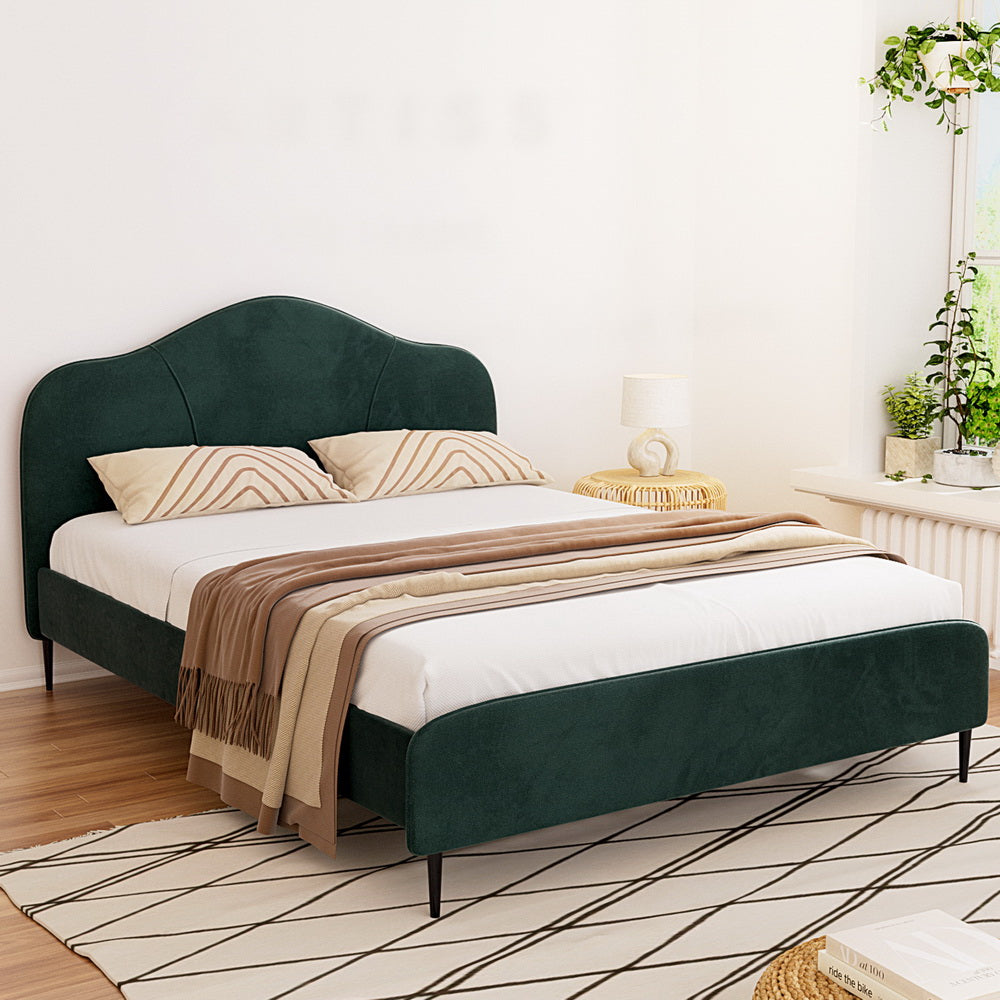 Bed Frame Velvet Dark Green OLAN – Queen