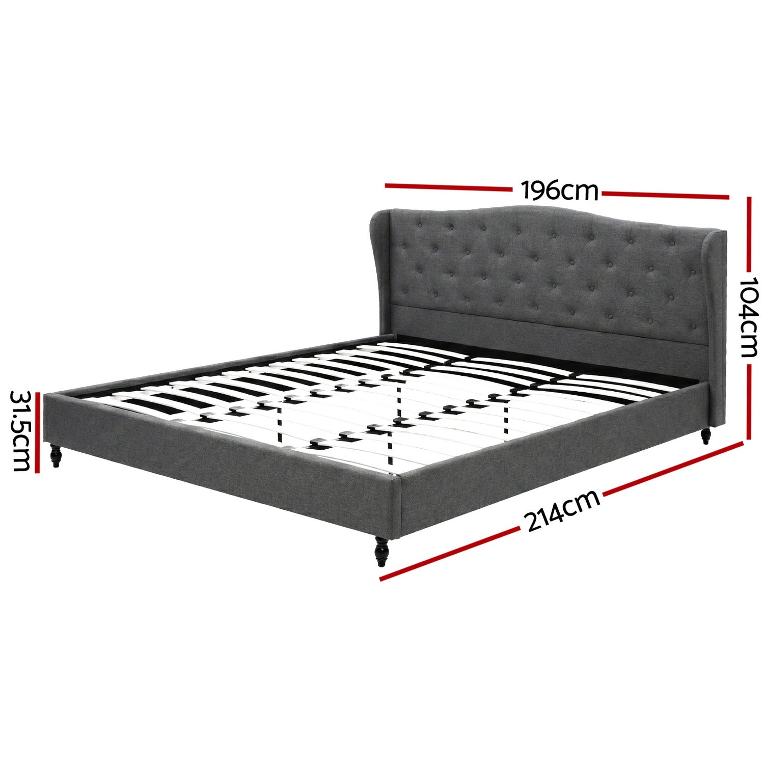 Alderon Wingback Bed Frame – Grey – King