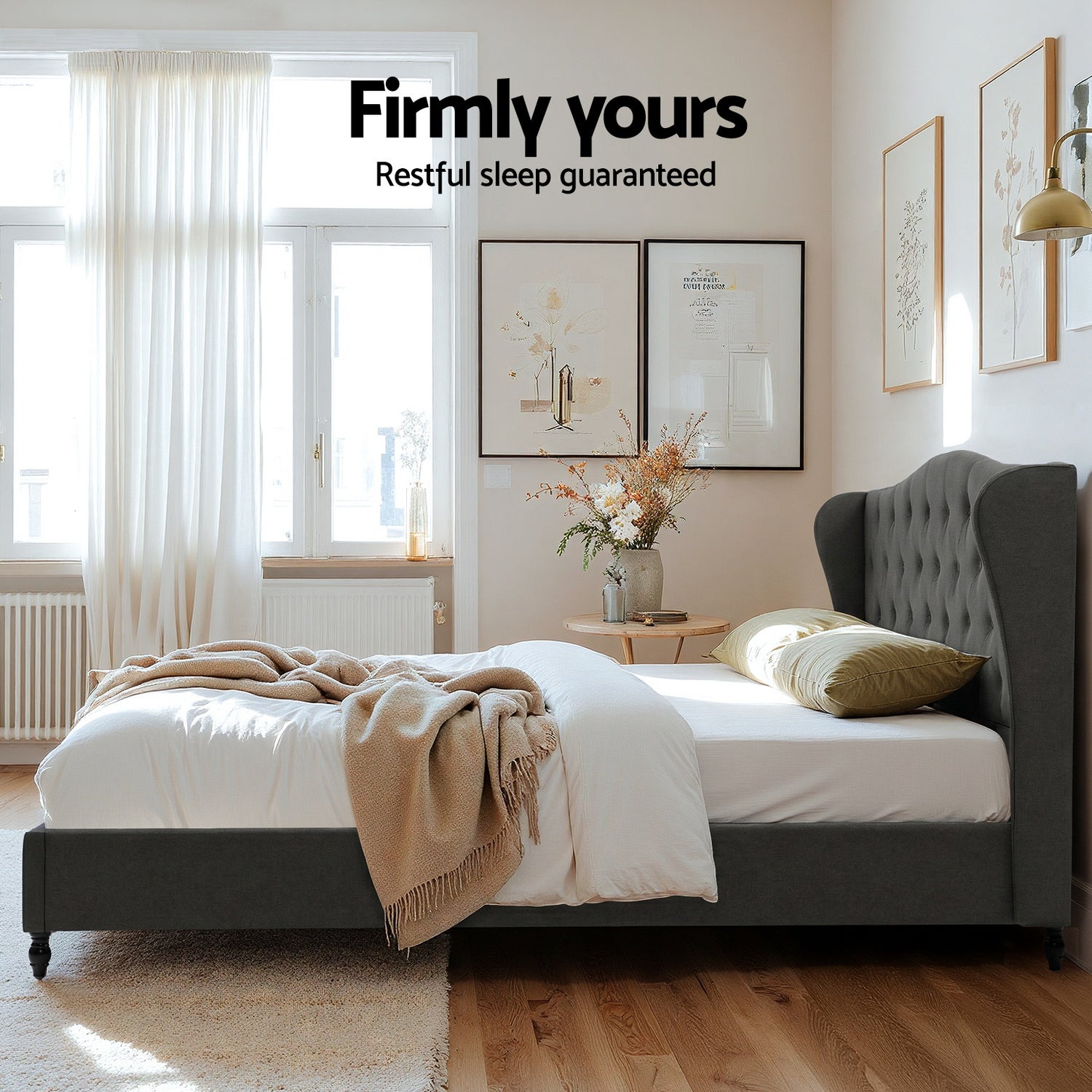 Alderon Wingback Bed Frame – Grey – King