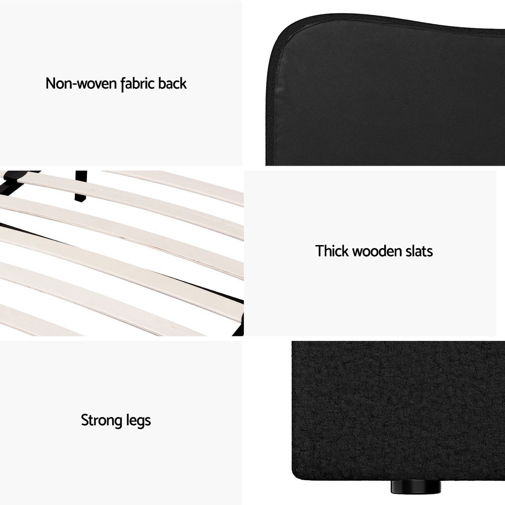 Dara Bouclé Bed Frame – Black – Double