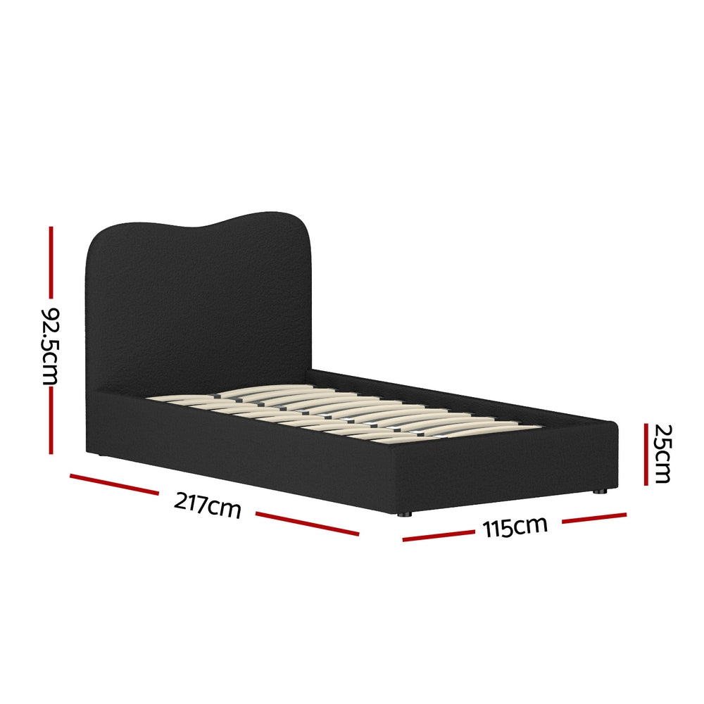 Dara Bouclé Bed Frame – Black – King Single
