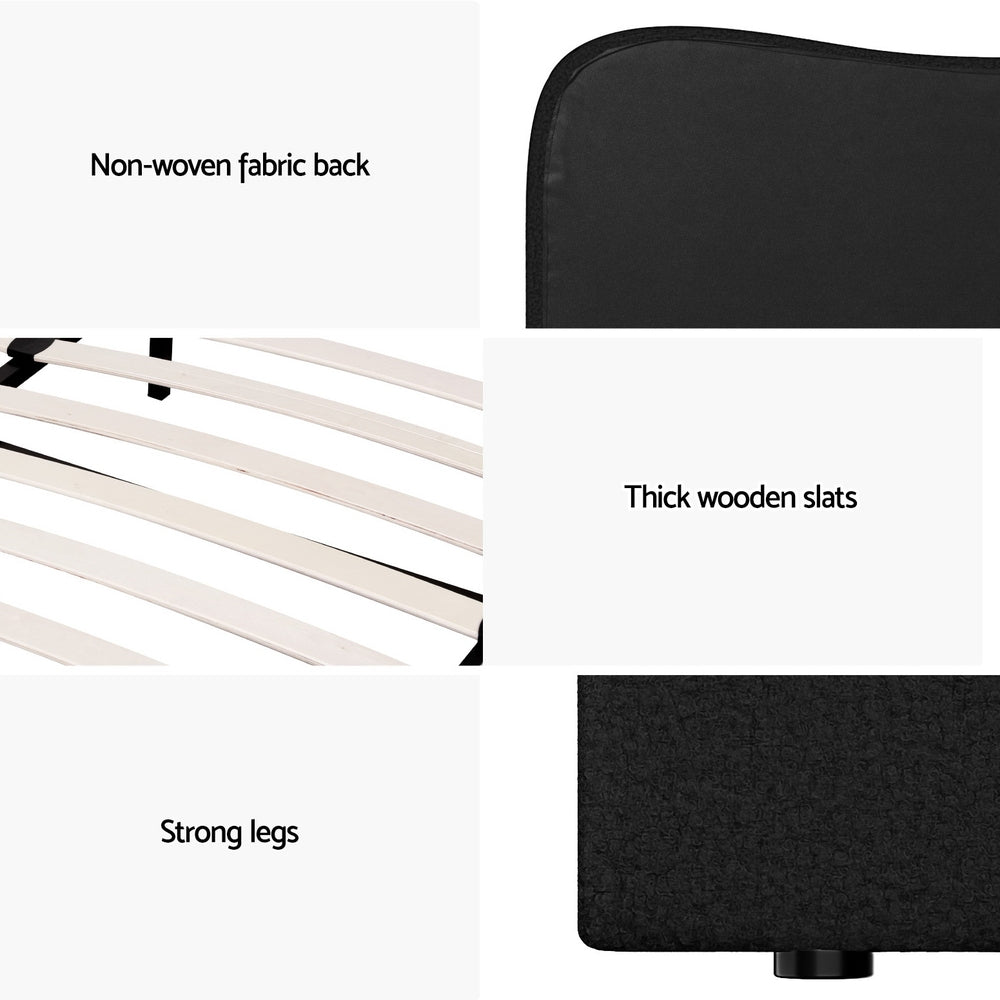 Dara Bouclé Bed Frame – Black – King Single