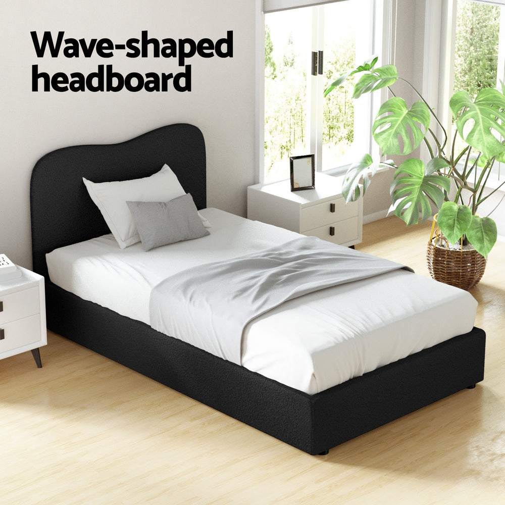 Dara Bouclé Bed Frame – Black – King Single