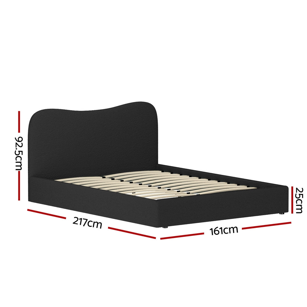 Dara Bouclé Bed Frame – Black – Queen